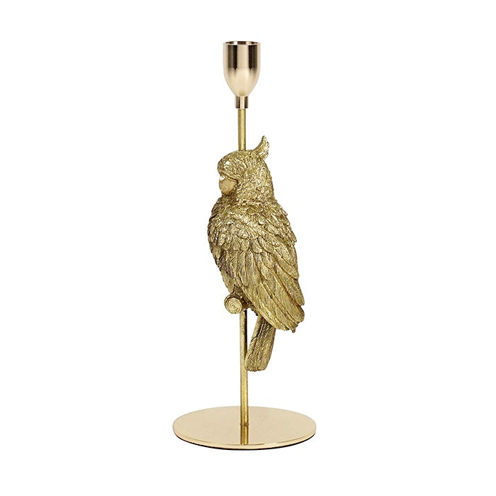 COLBY RESIN GOLD PARROT CANDLE HOLDER