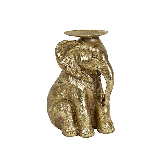 Colby Resin Gold Sitting Elephant Pillar