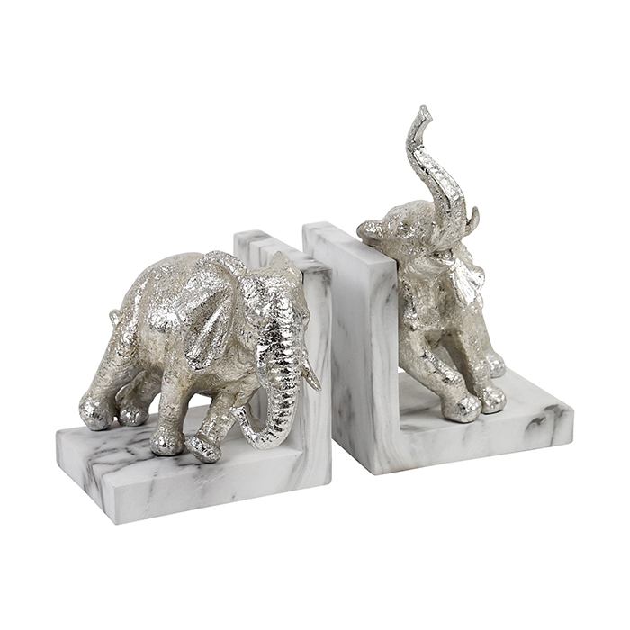 DIGBY RESIN SILVER MARBLE ELEPHANT BKEND