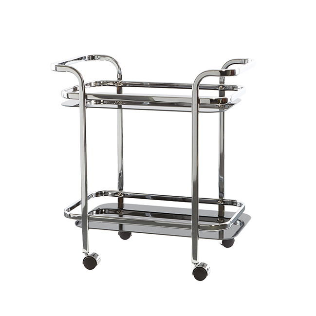 Hugo Rectangle Bar Cart - Black Glass