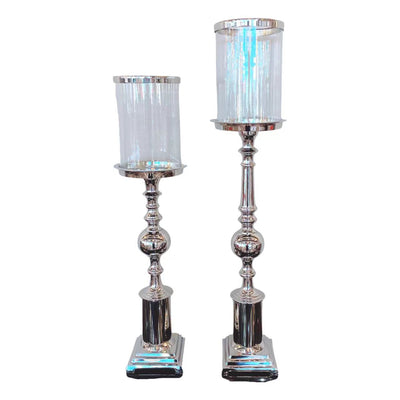 Step Pillar Candlestick w/Glass Small 60cm