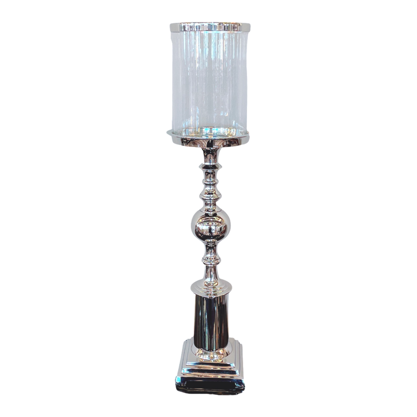 Step Pillar Candlestick w/Glass Small 60cm