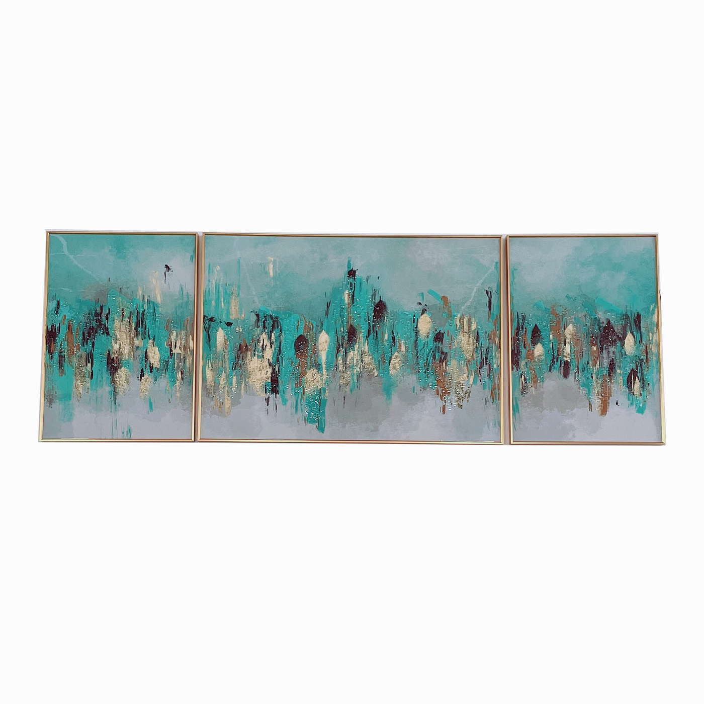Teal Gold Abstract 3pc Wall Art