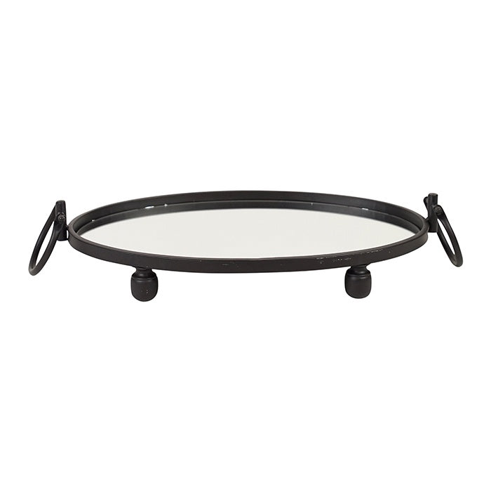 BLAIR IRON BLACK MIRROR TRAY OVAL