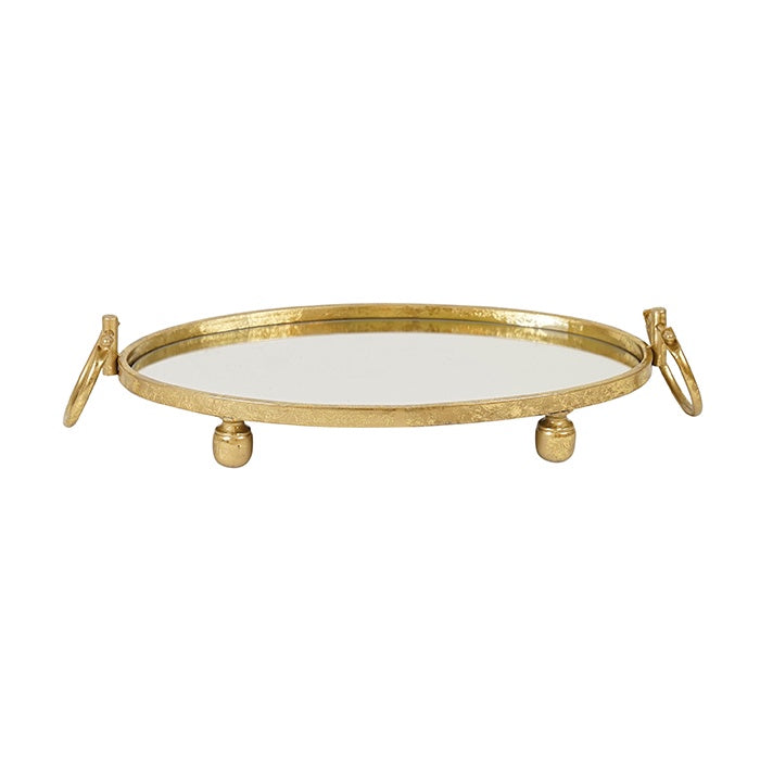 CLAY IRON GOLD MIRROR TRAY OVAL