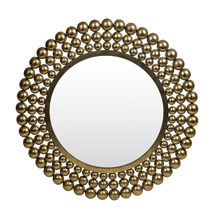 Topaz Metal Gold Ball Round Mirror