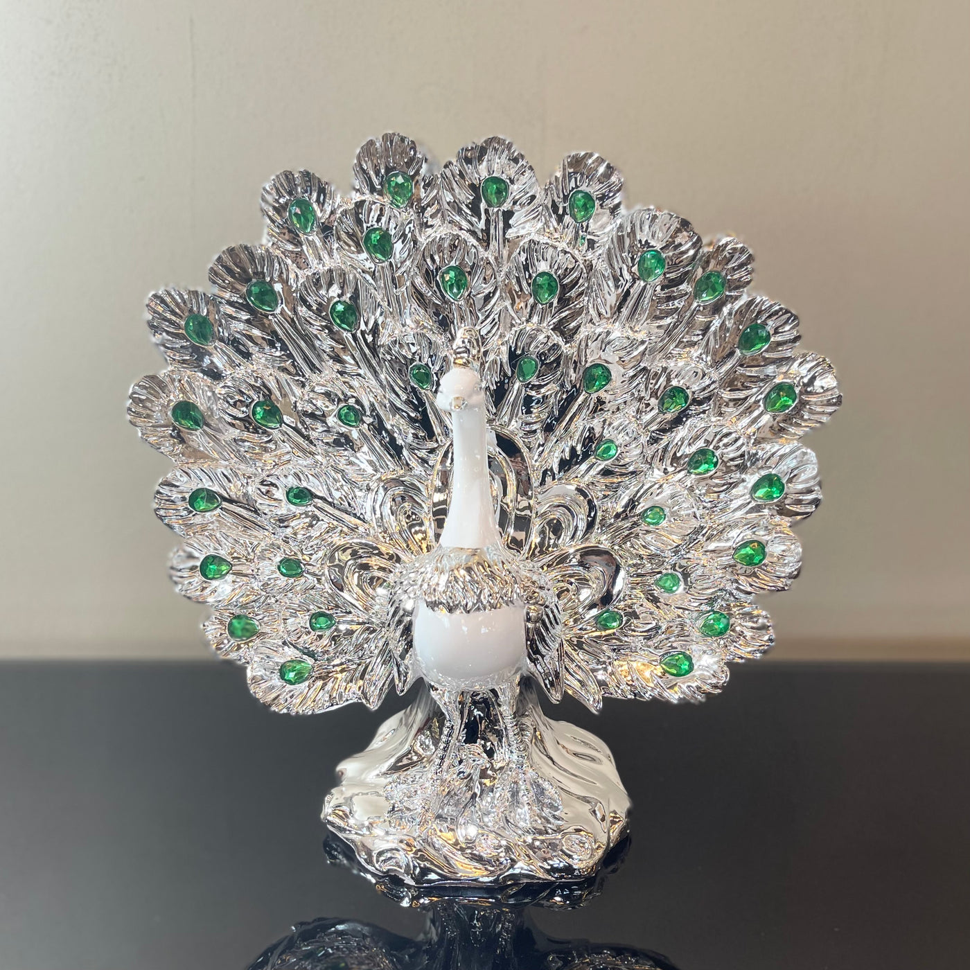 Grace Peacock Sculpture (Silver)