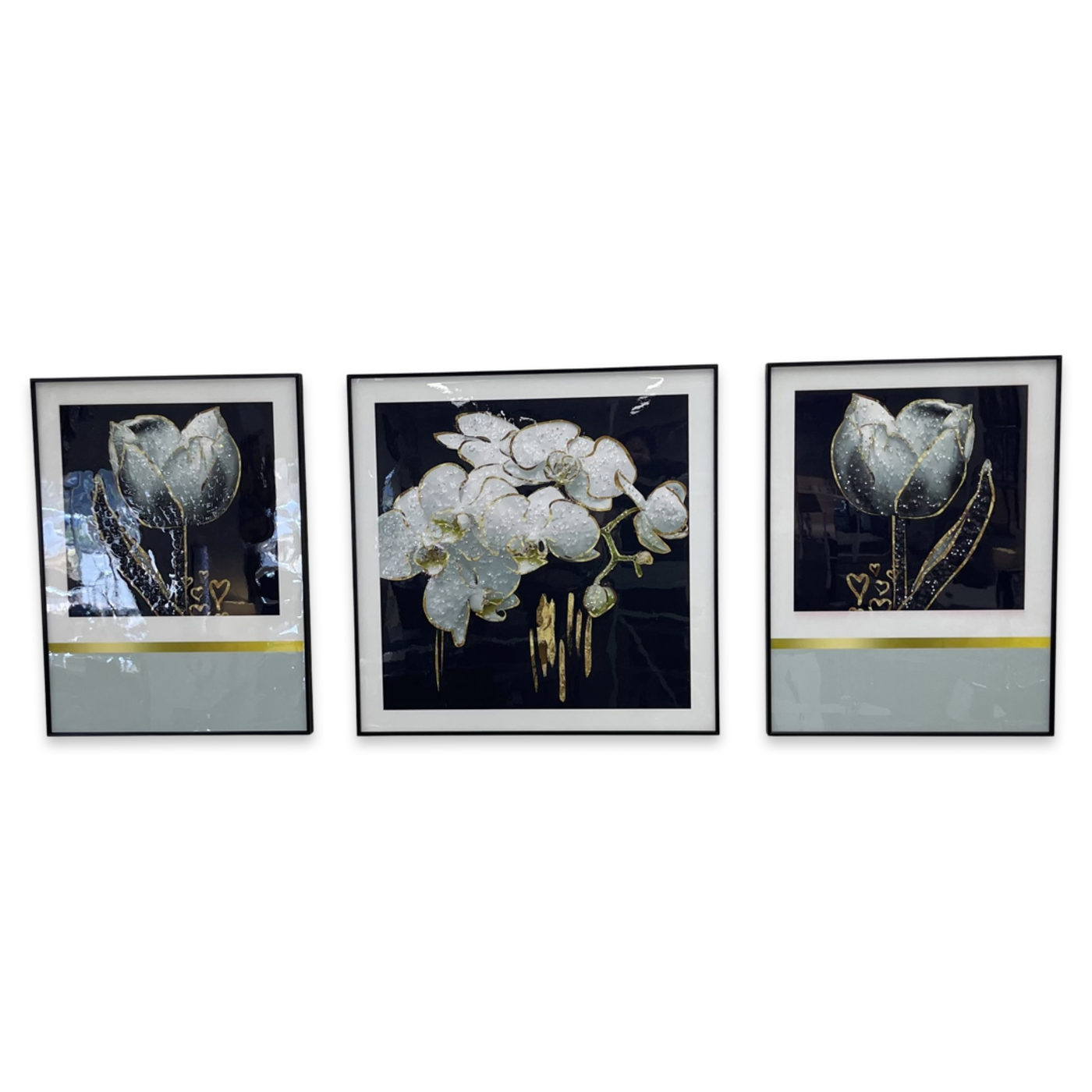 White Orchid 3pc Wall Art