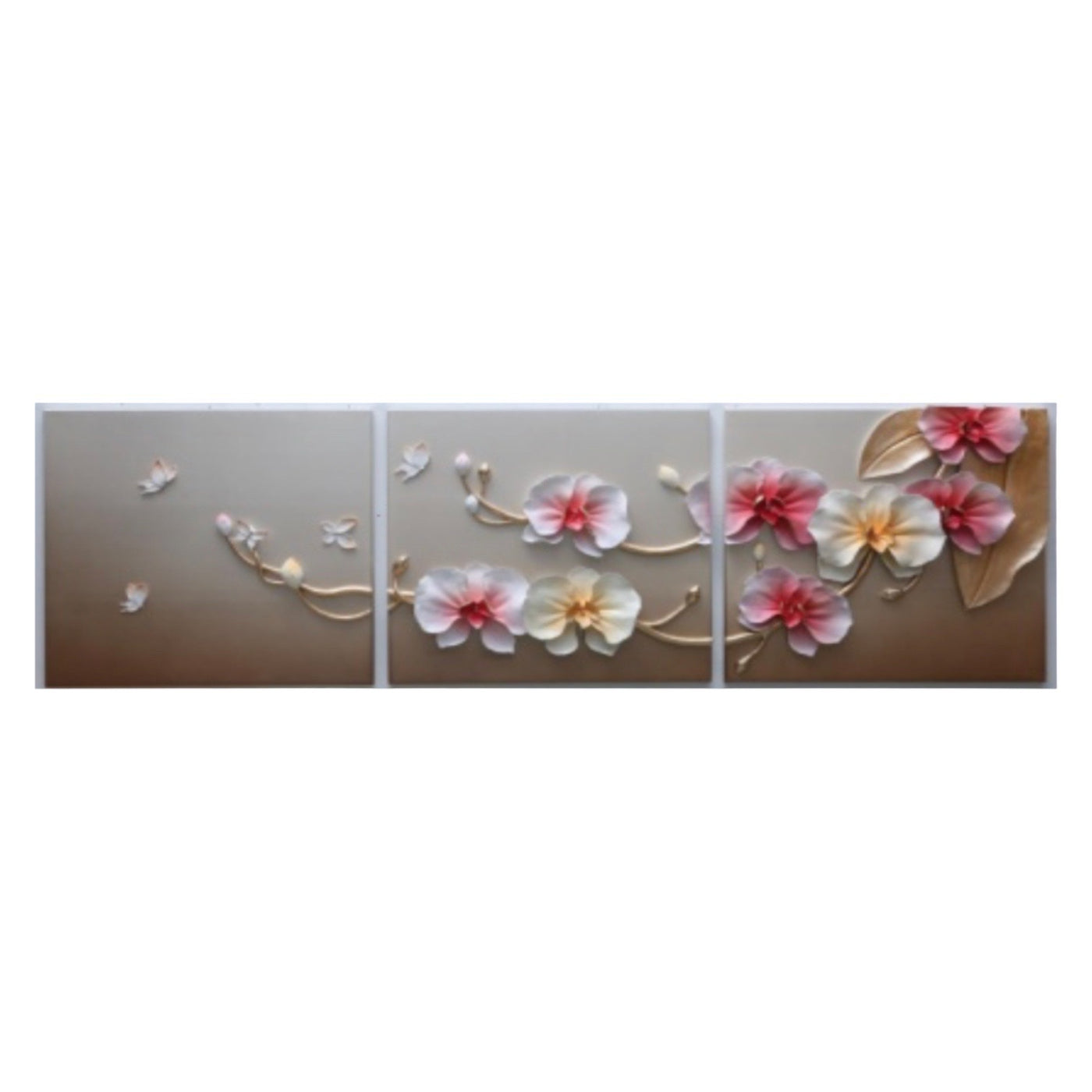 White peach flower 3pc wall art