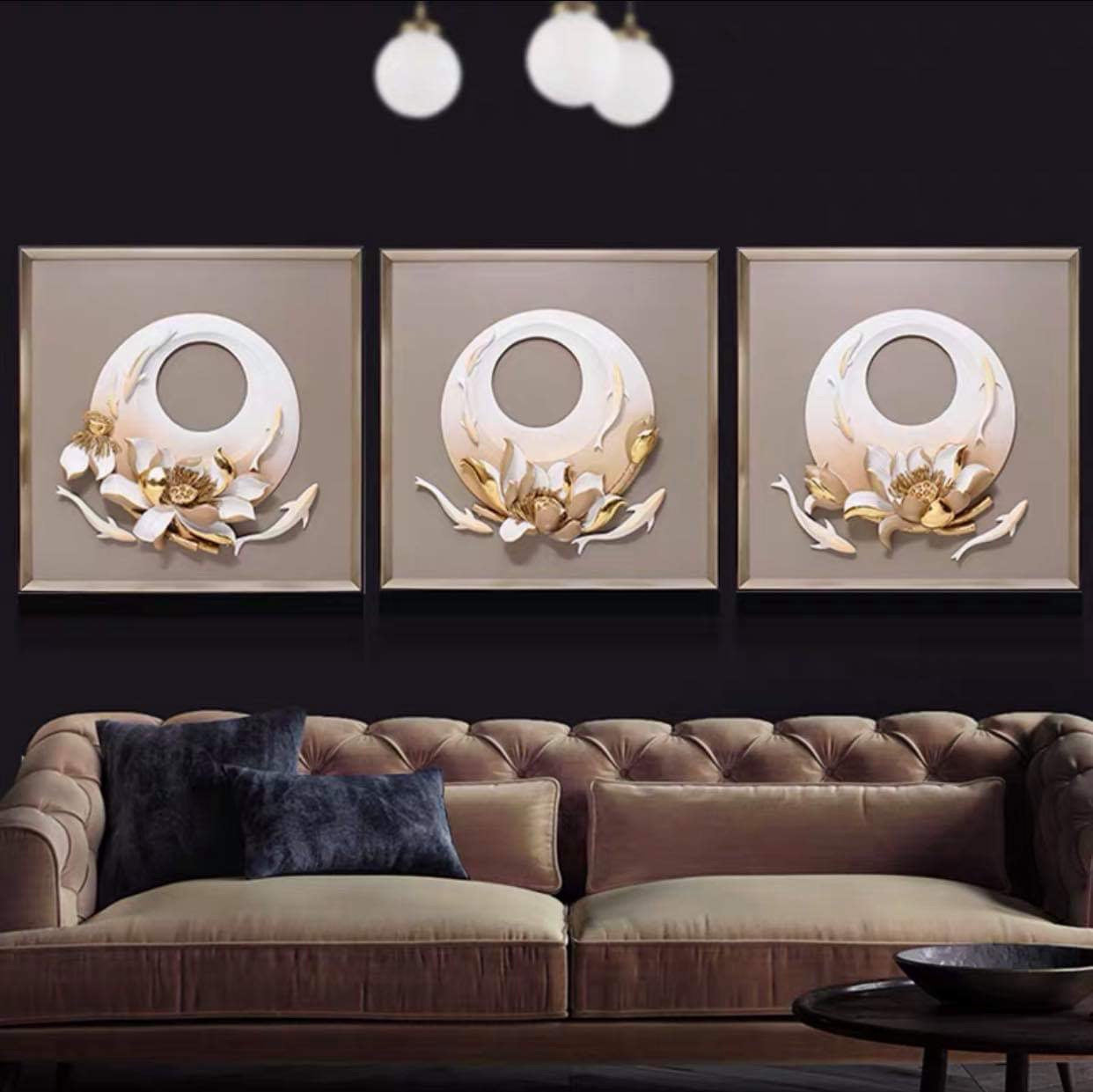 Lotus and Koi 3D Wall Art (3pc)