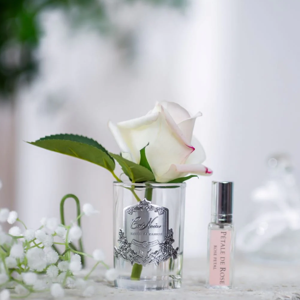Rose Bud in Clear Glass- Pink Blush