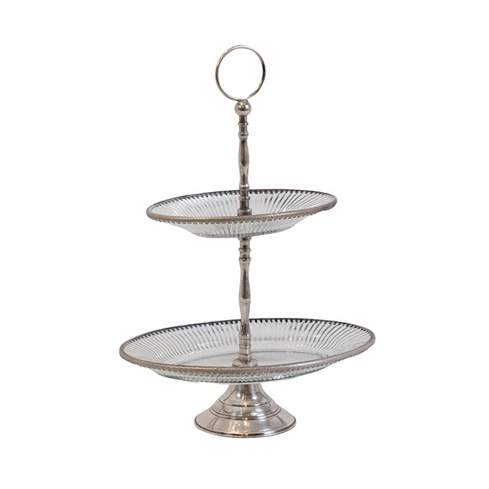 FISHER SILVER PLATED OVAL 2 TIER TRAY