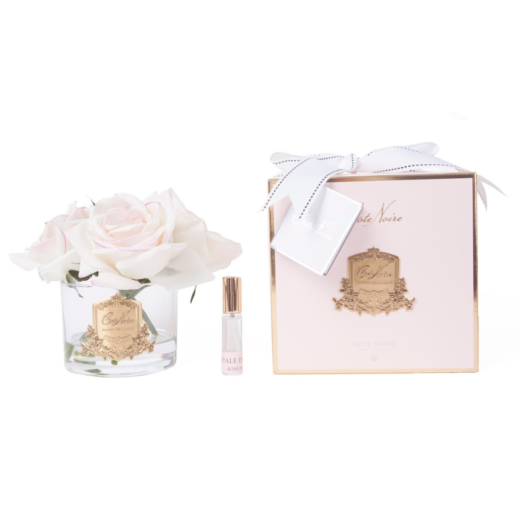 LTD Edition Five Roses Pink Blush Clear Gold Badge Pink Box