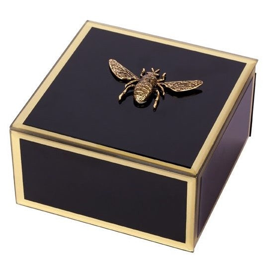 GLASS JEWEL BOX 5" GOLD BEE