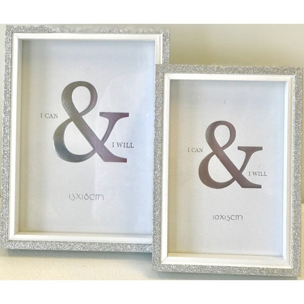 Silver and White Glitter Frame 5x7