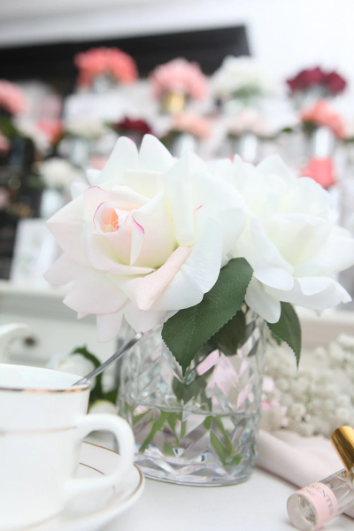 Herringbone Flower- Blush and White