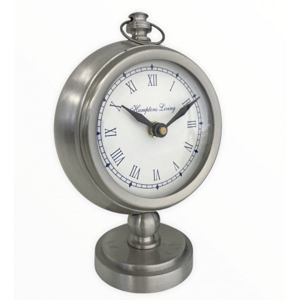 Pewter Look Hamptons Living Round Clock