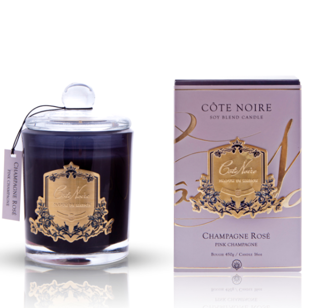 COTE NOIRE 450G SOY BLEND CANDLE - PINK CHAMPAGNE - GOLD