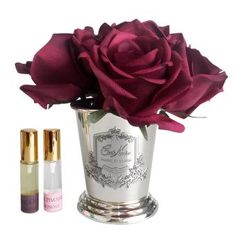 Seven Rose Bouquet Silver Carmine Red